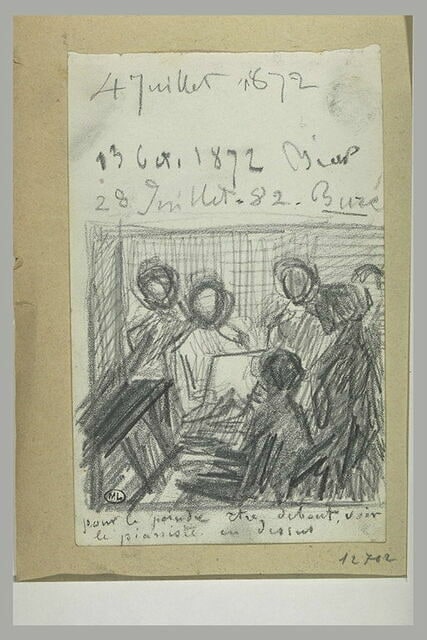 Pianiste entouré de diverses figures