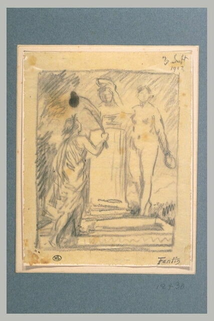 Deux femmes couronnant un buste
