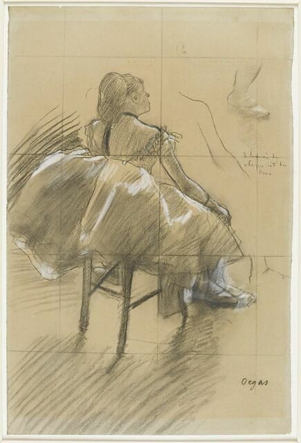 Danseuse assise, de trois quarts à droite
