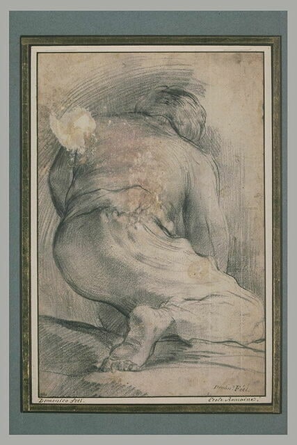 Figure d'homme à genoux, vu de dos