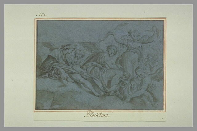 Etude de plusieurs anges assis sur des nuages
