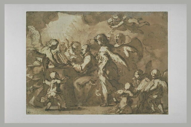 Saint franciscain entouré d'anges