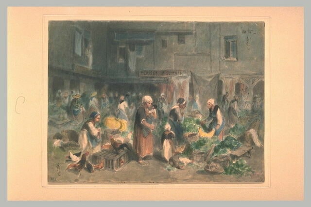 Marché sur la place de Toury