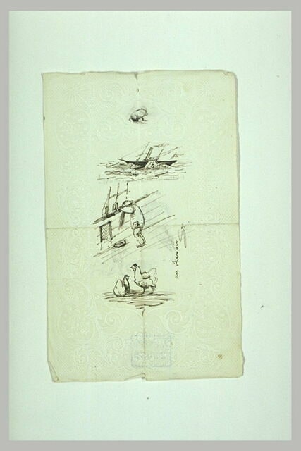 Croquis de bateaux et d'animaux