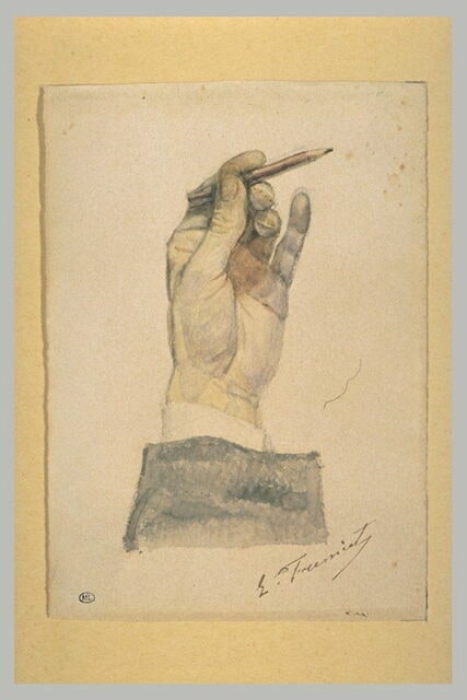 La main gauche de Fremiet, tenant un crayon