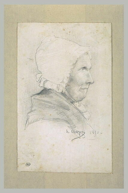 Profil de vieille femme en bonnet
