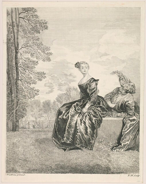 Dame dirigée à gauche assise sur un banc