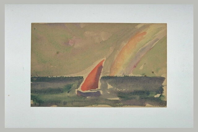 Voile rouge sur la mer