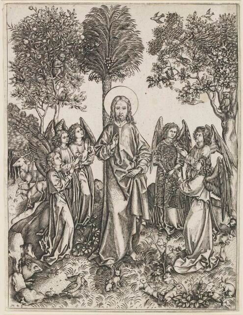 Jésus Christ au milieu de six anges