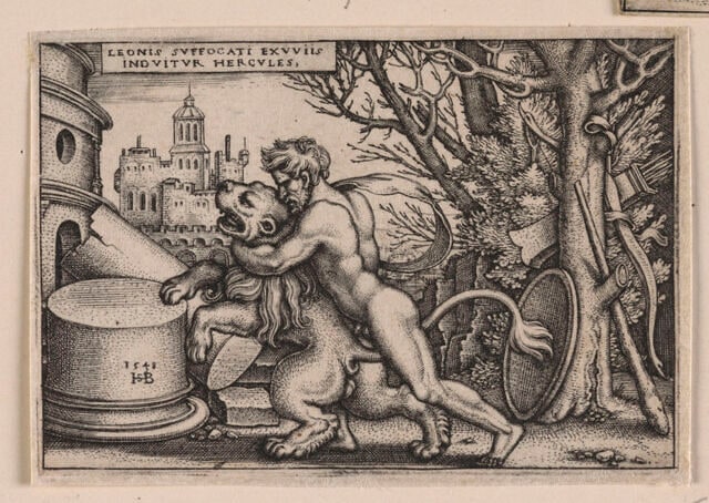 Hercule combattant le lion de Némée