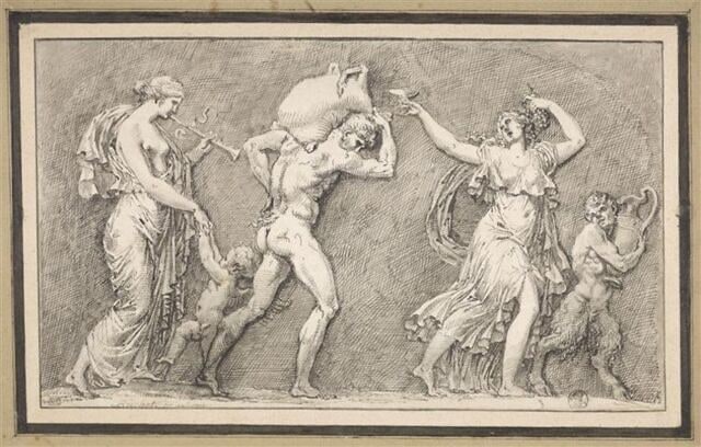 Frise de faunes et de bacchantes d'après un bas-relief antique