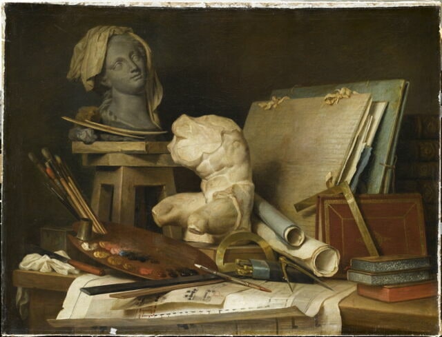 Les attributs de la peinture, de la sculpture et de l'architecture