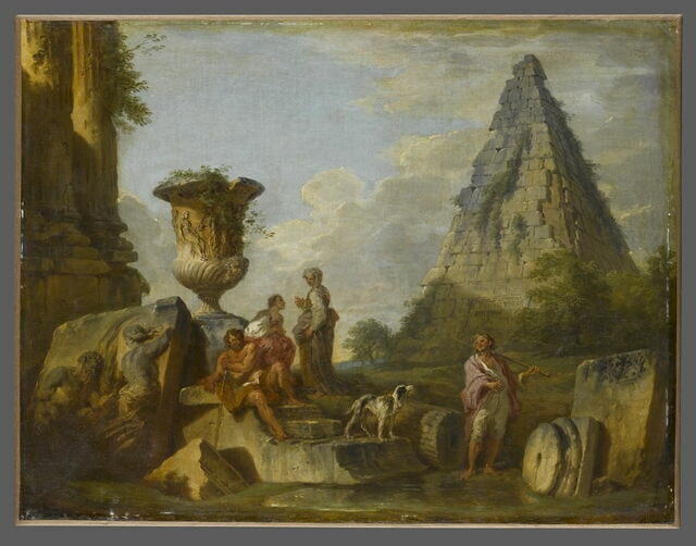 Ruines antiques avec la Pyramide de Caïus Cestius