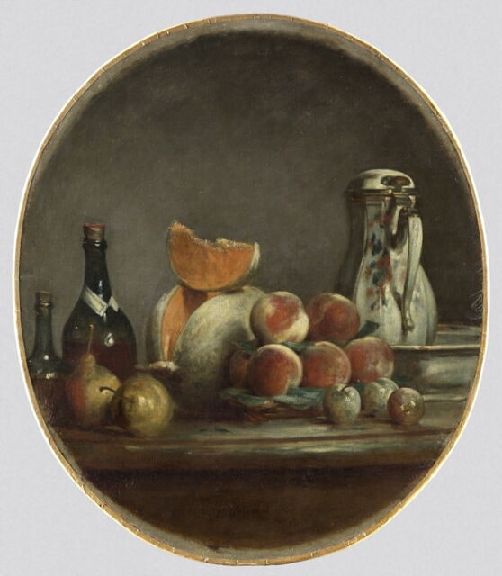 Melon, poires, pêches et prunes, dit aussi Le Melon entamé.