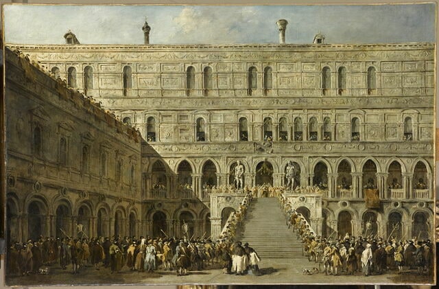 Le Couronnement du doge de Venise sur l'escalier des Géants au palais des Doges de Venise