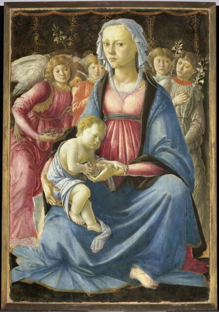 La Vierge et l'Enfant entourés de cinq anges