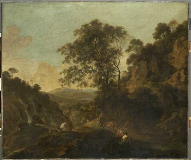 Paysage italianisant avec cascades
