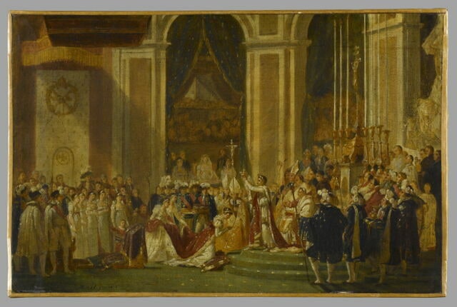 Le couronnement de l'empereur Napoléon Ier et de l'impératrice Joséphine dans la cathédrale Notre-Dame de Paris, le 2 décembre 1804