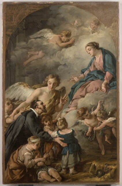 Le Bienheureux Jérôme Émilien présentant des enfants à la Vierge