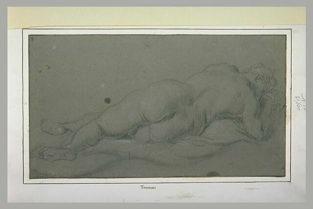 Etude d'une femme nue, allongée, vue de dos