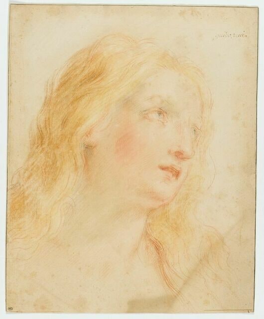 Tête de femme, les yeux au ciel