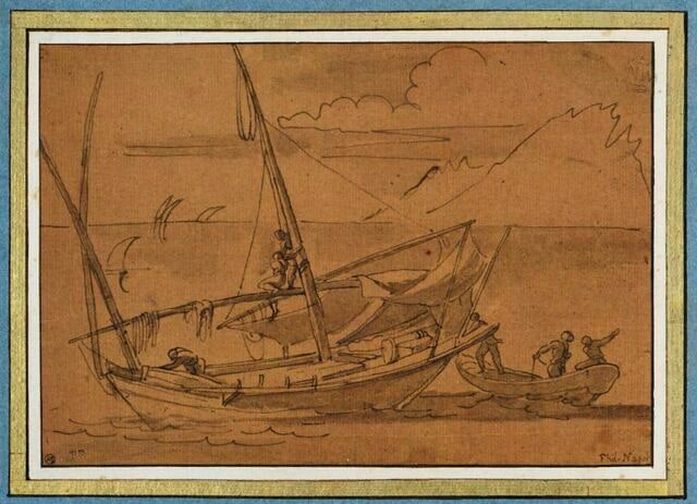 Deux barques, en mer
