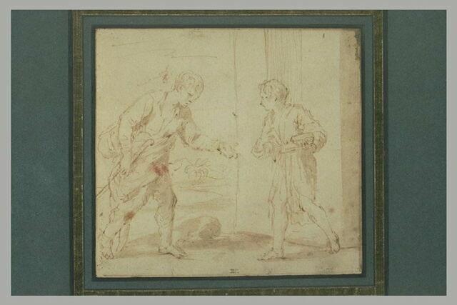 Rencontre de deux jeunes mendiants, Jacob et Esaü (?)