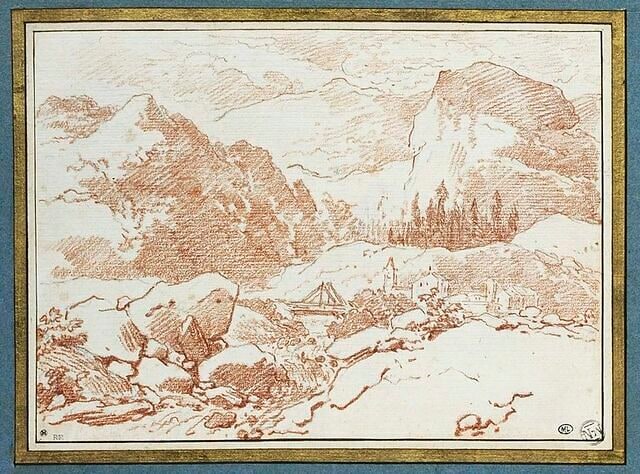 Paysage coupé au milieu par un pont en bois