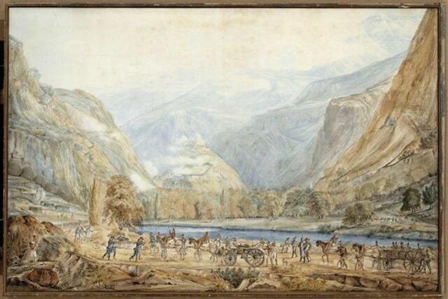 Vue du fort de Bard pris sur les Autrichiens le 1er juin 1800
