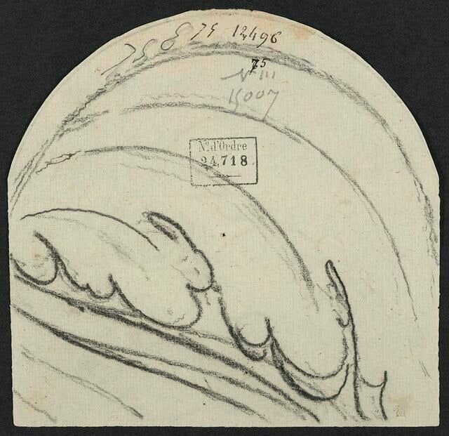Etude d'une feuille décorative pour la statue équestre de Louis XV