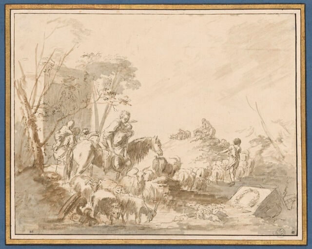 Pastorale avec ruines et animaux