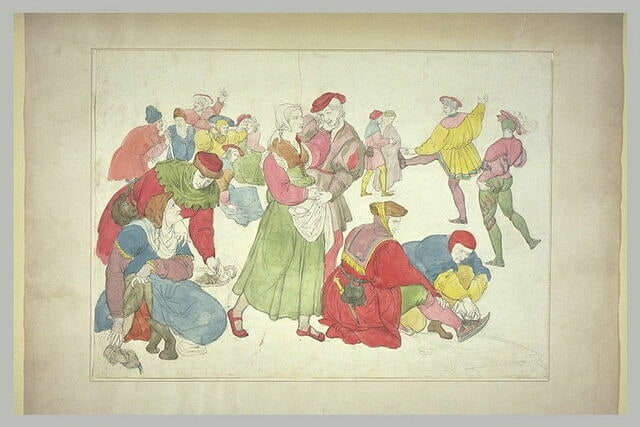 Patineurs en costumes du XVIè siècle