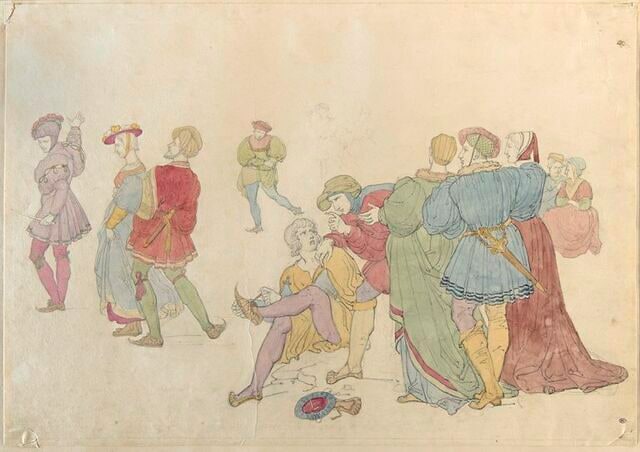 Patineurs en costumes du XVIe siècle