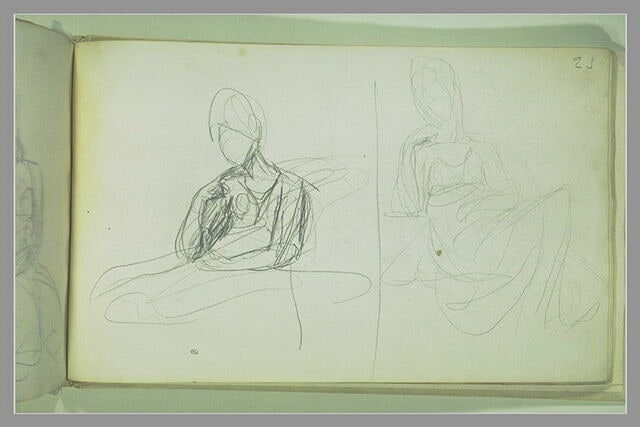 Femme assise ; femme assise, accoudée