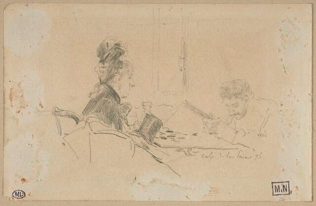 Deux personnages assis à une table