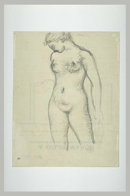 Femme nue, tête penchée de profil à gauche