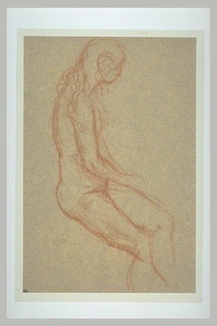Jeune femme nue, assise, les cheveux dénoués