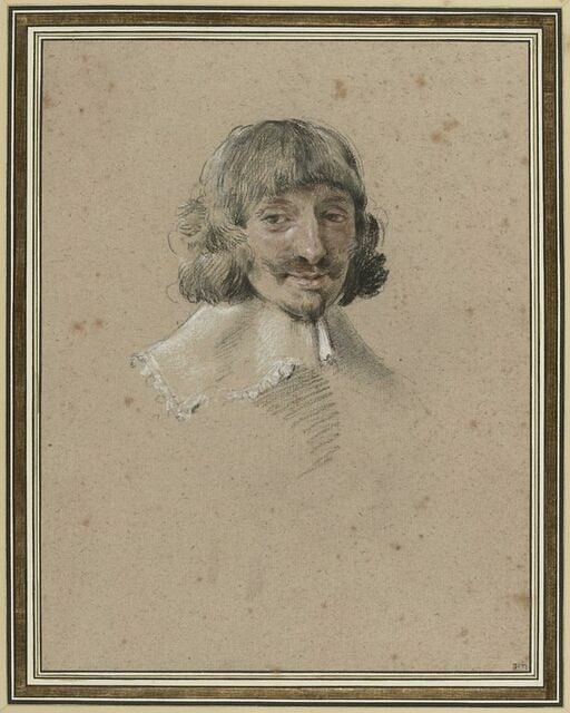 Tête d'homme portant une collerette, portrait de René Descartes ?