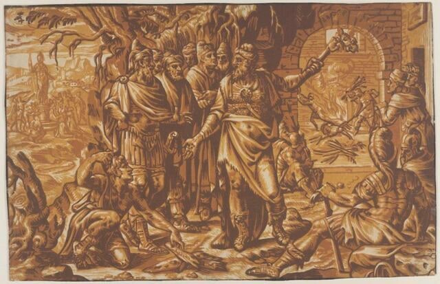 Nabuchodonosor ordonne de mettre Sidrach, Misach et Abdenago dans une fournaise ardente