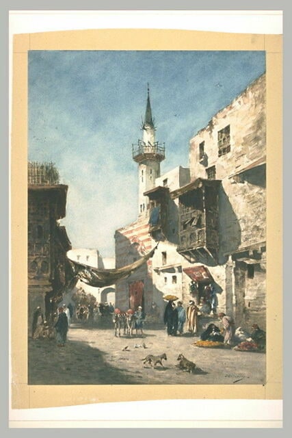 Place dans une ville orientale animée de figures