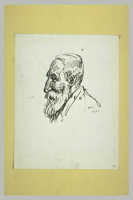 Tête de vieillard barbu, de profil à gauche