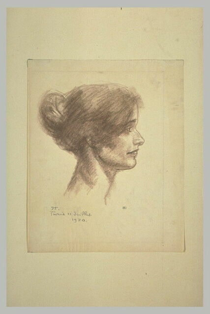 Tête de femme, vue de profil à droite