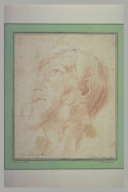 Tête d'homme, de profil à gauche, les yeux levés vers le ciel