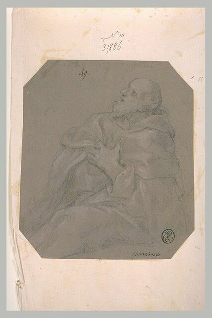Etude d'un religieux, le visage levé