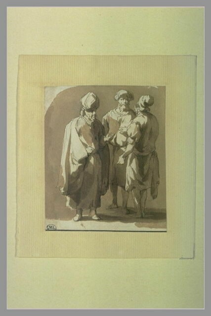 Groupe de trois orientaux conversant