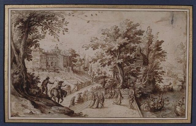 Le Mois de Mai : palais et parc avec une terrasse donnant sur une rivière