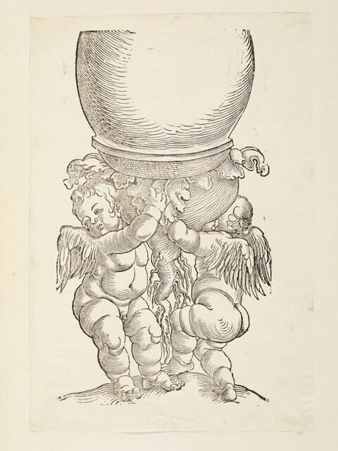 Deux putti portant une colonne
