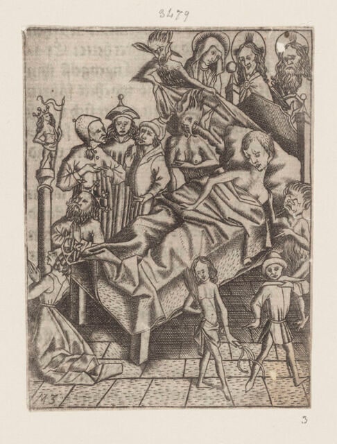 Première tentation du démon. Ars Moriendi.
