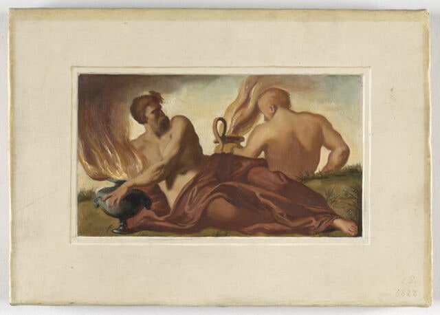 Deux hommes tenant des pots à feu (dit autrefois "L'Hiver")