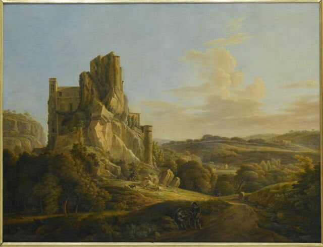 Vue du château de la Barben, possédé par la maison de Forbin, depuis Palamède